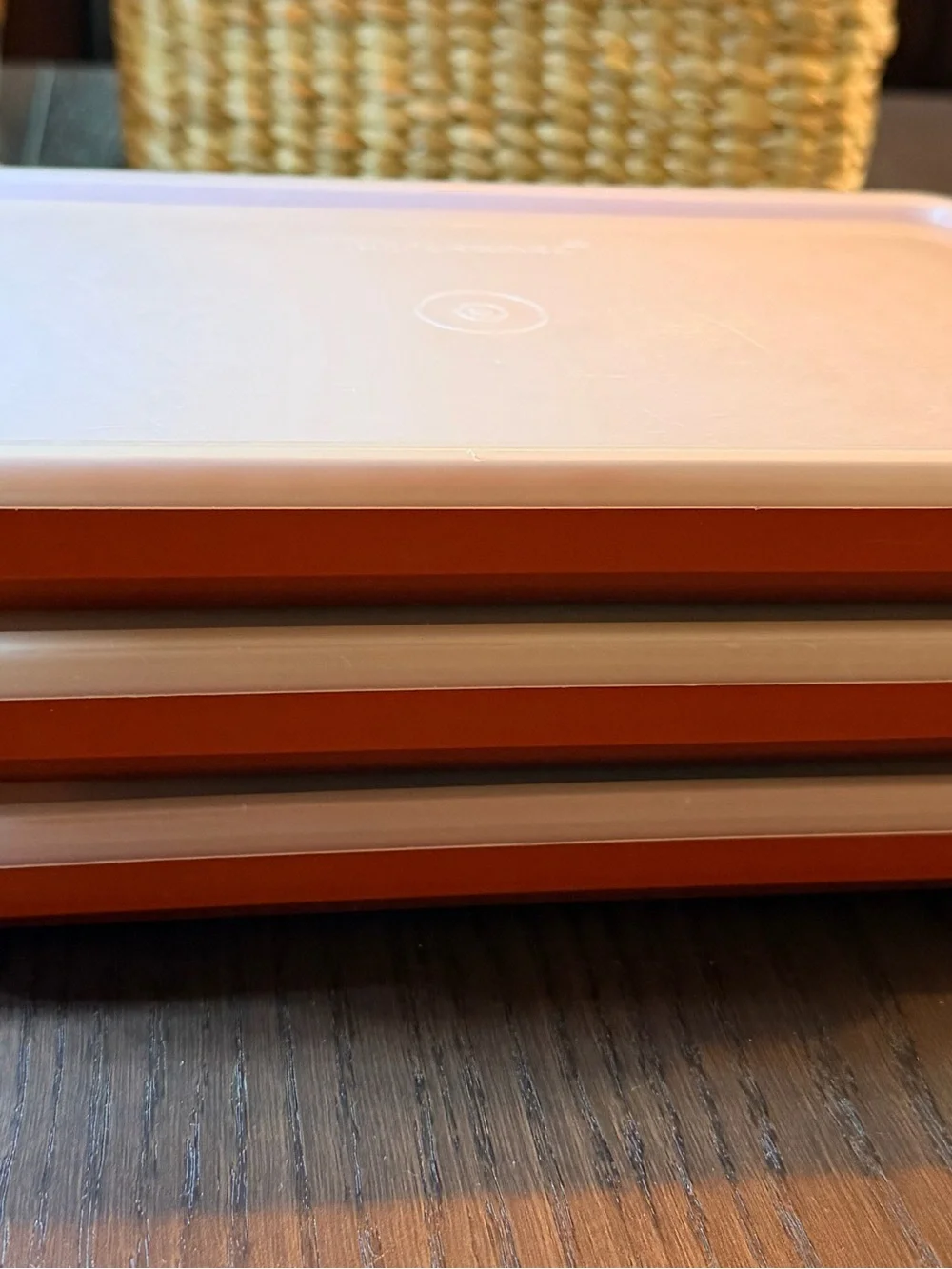 Set of 3 Vintage Tupperware Orange Food Storage Containers with White Lids